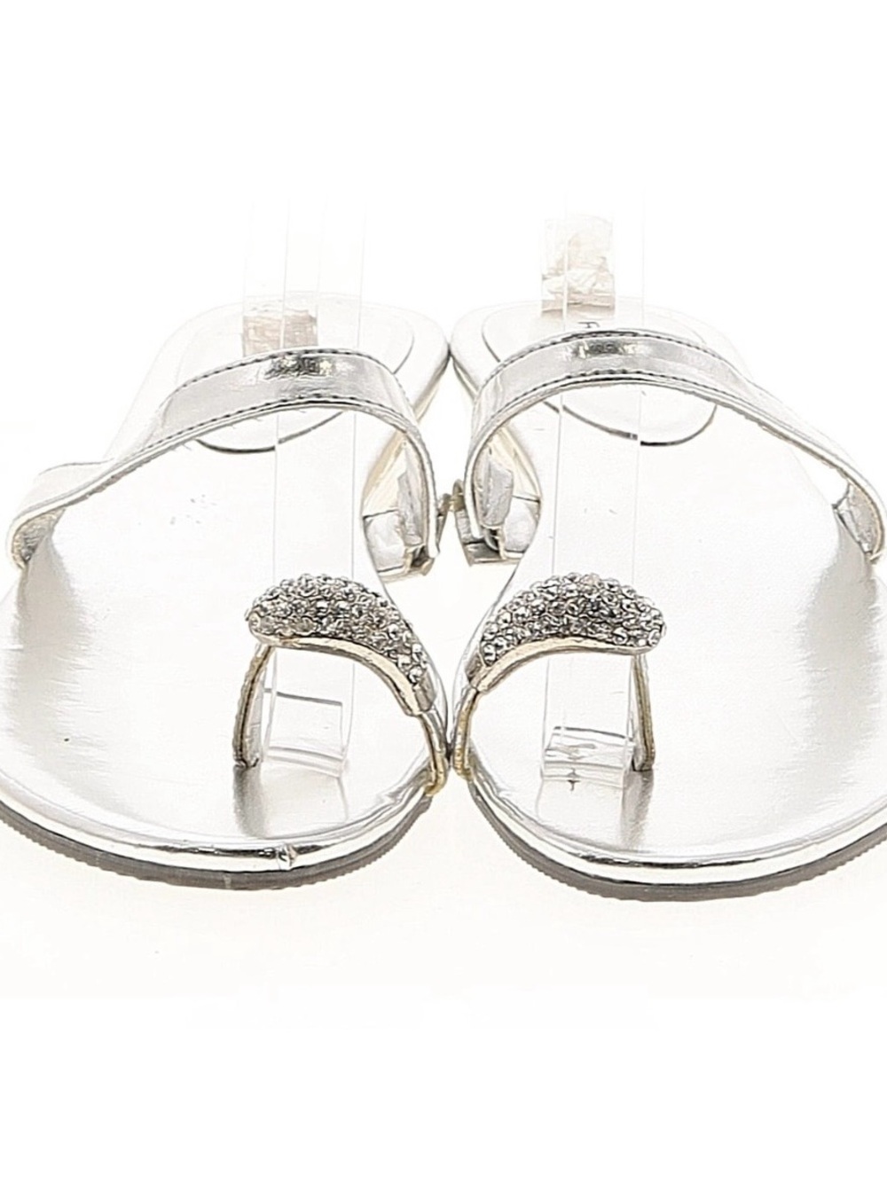 Rampage Silver Rhinestone Toe-Loop Sandals